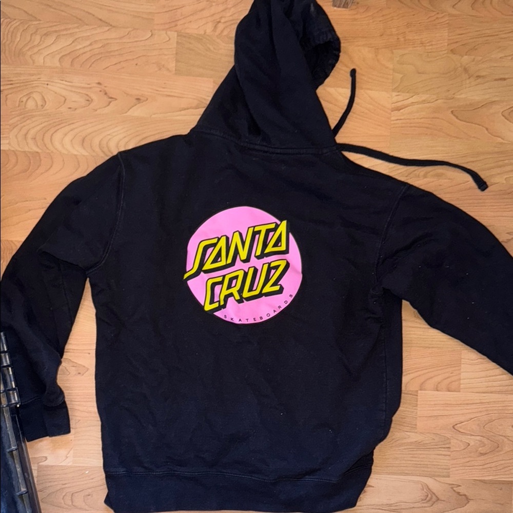 Santa Cruz Black Hoodie with Pink Logo